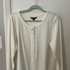 White Banana Republic henley bodysuit
